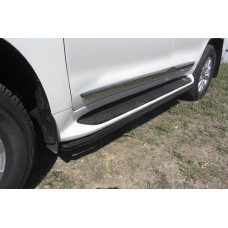 Защита штатных порогов 42 мм чёрная для Toyota Land Cruiser 200 2015-2023