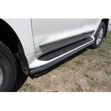 Защита штатных порогов 42 мм серебристая для Toyota Land Cruiser Prado 150 2017-2023