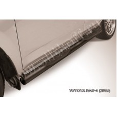 Пороги труба с накладками 76 мм чёрная для Toyota RAV4 2006-2009