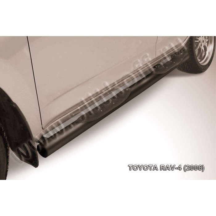 Пороги труба с накладками 76 мм чёрная для Toyota RAV4 2006-2009 артикул TR4007B