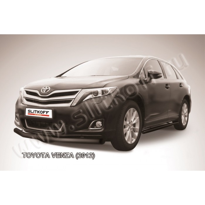 Защита переднего бампера 76 мм чёрная для Toyota Venza 2012-2017 артикул TVEN002B