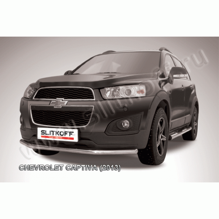 Защита переднего бампера 57 мм Black Edition для Chevrolet Captiva 2013-2018