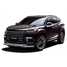 Защита передняя двойная 57-42 мм Black Edition с декором для Exeed TXL 2020-2024