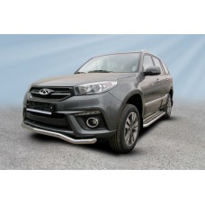 Защита переднего бампера волна 57 мм Black Edition для Chery Tiggo 3 2014-2020