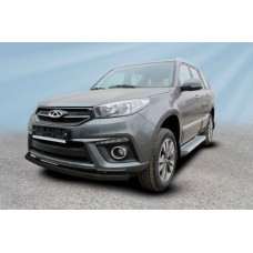 Защита переднего бампера 57 мм чёрная для Chery Tiggo 3 2014-2020