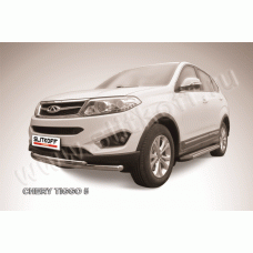 Защита передняя двойная 57-42 радиусная Black Edition для Chery Tiggo 5 2014-2016