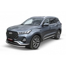 Защита переднего бампера 57 мм Black Edition для Chery Tiggo 7 Pro 2020-2024