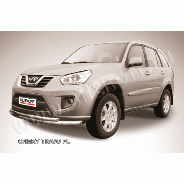 Защита передняя двойная 57-42 мм Black Edition для Chery Tiggo FL 2013-2018