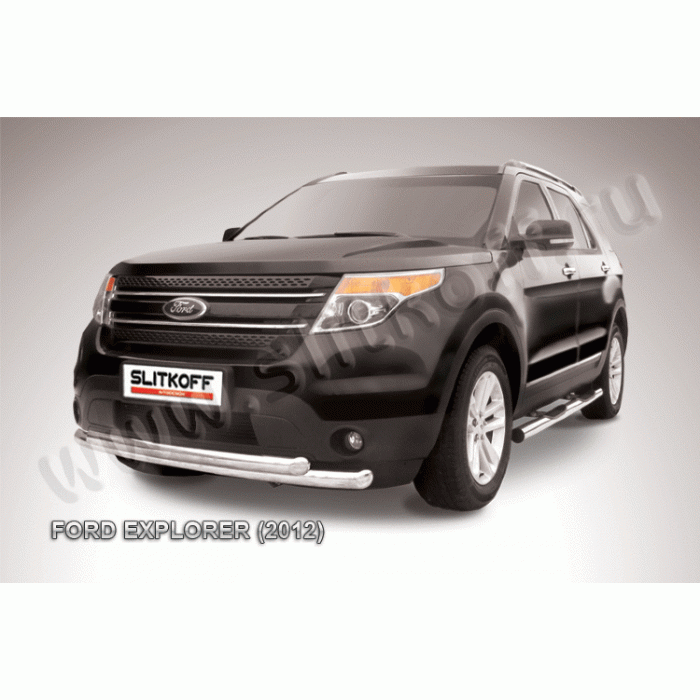 Защита передняя двойная 76-57 мм Black Edition для Ford Explorer 2011-2015