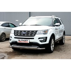 Защита передняя двойная 57-57 мм Black Edition для Ford Explorer 2015-2017