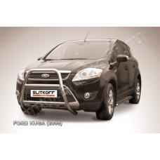 Кенгурятник высокий 57 мм с двумя перемычками Black Edition для Ford Kuga 2008-2013