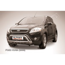 Кенгурятник низкий 57 мм с двумя перемычками Black Edition для Ford Kuga 2008-2013