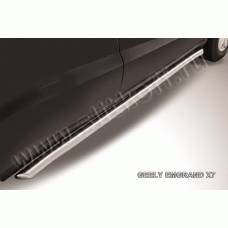 Пороги 57 мм труба с изгибами Black Edition для Geely Emgrand X7 2013-2016