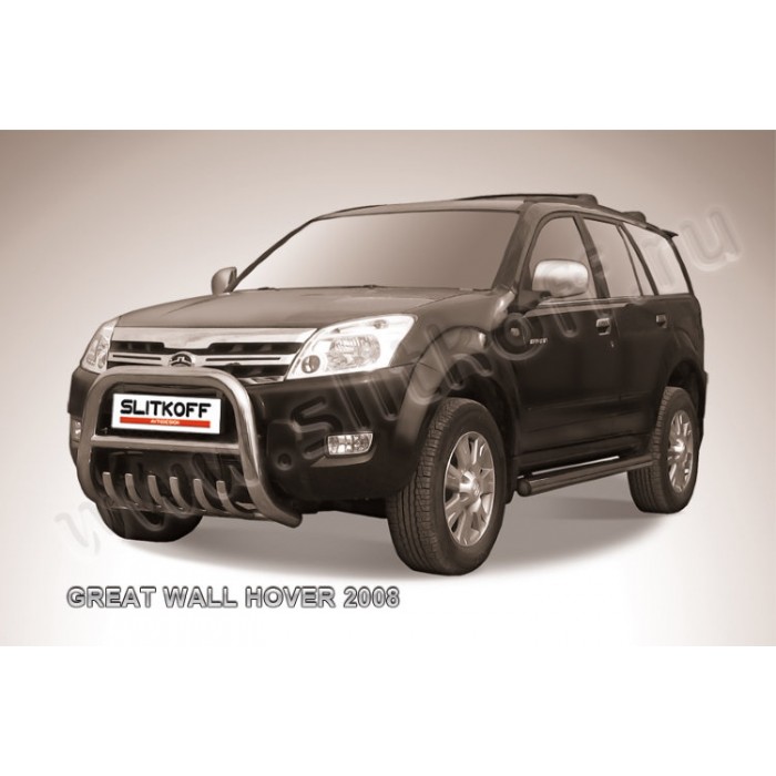 Кенгурятник низкий 76 мм с защитой картера Black Edition для Great Wall Hover 2006-2010