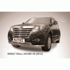 Защита передняя двойная 57-42 мм Black Edition для Great Wall Hover H3 New 2014-2015