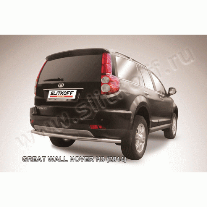 Защита заднего бампера 57 мм длинная Black Edition для Great Wall Hover H3 New 2014-2015