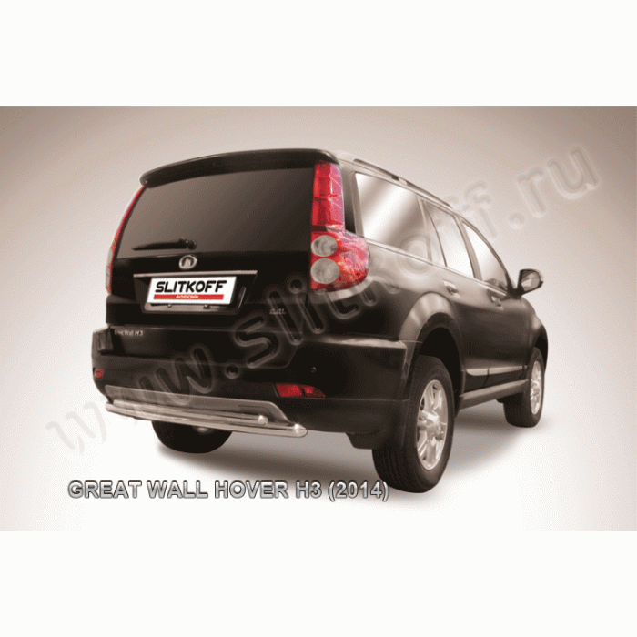 Защита заднего бампера двойная 57-42 мм радиусная Black Edition для Great Wall Hover H3 New 2014-2015