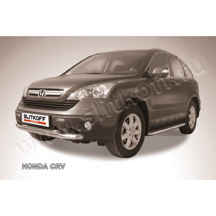 Защита передняя двойная 76-57 мм Black Edition для Honda CR-V 2007-2010