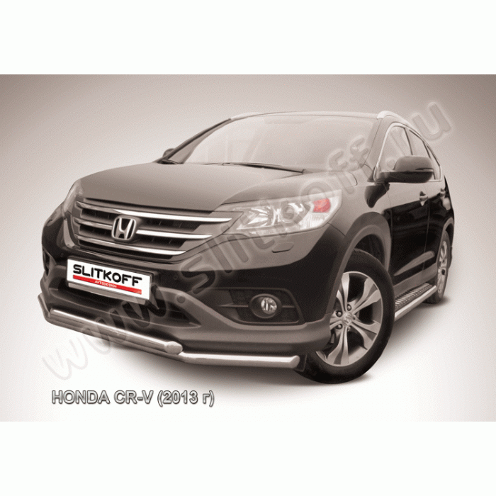 Защита передняя двойная 76-57 мм Black Edition на 2L для Honda CR-V 2012-2015