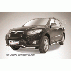 Защита переднего бампера волна 57 мм Black Edition для Hyundai Santa Fe 2010-2012