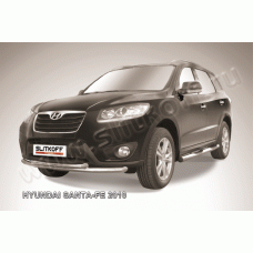 Защита передняя двойная 57-57 мм Black Edition для Hyundai Santa Fe 2010-2012