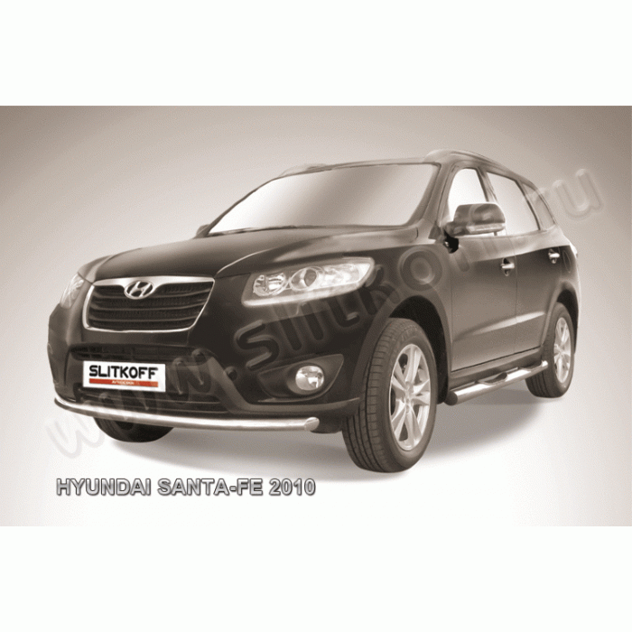 Защита переднего бампера 57 мм Black Edition для Hyundai Santa Fe 2010-2012