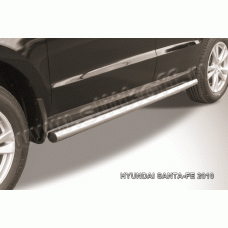 Пороги труба 57 мм Black Editionn для Hyundai Santa Fe 2010-2012