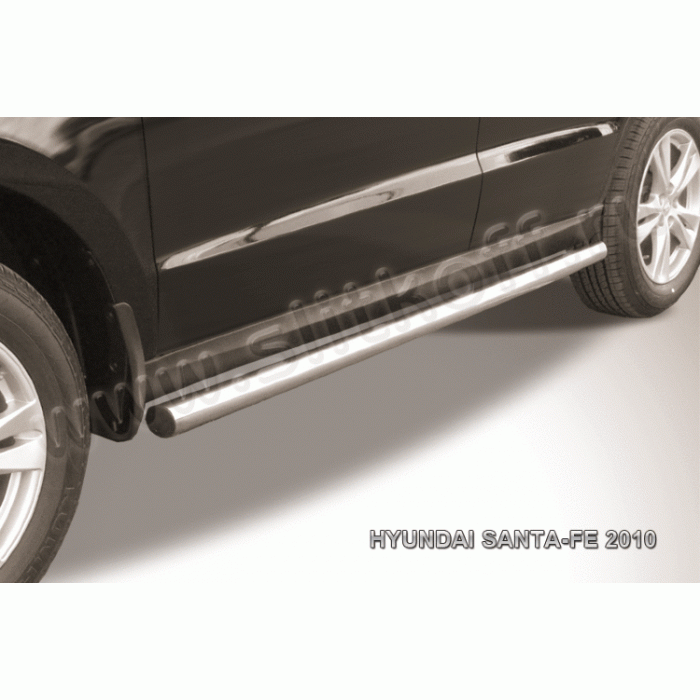 Пороги труба 57 мм Black Editionn для Hyundai Santa Fe 2010-2012