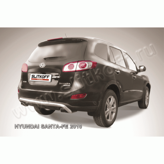 Защита заднего бампера скоба 57мм Black Edition для Hyundai Santa Fe 2010-2012