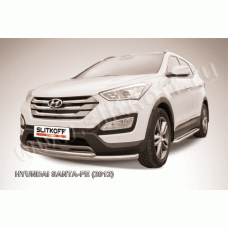 Защита передняя двойная 57-42 мм Black Edition для Hyundai Santa Fe 2012-2018