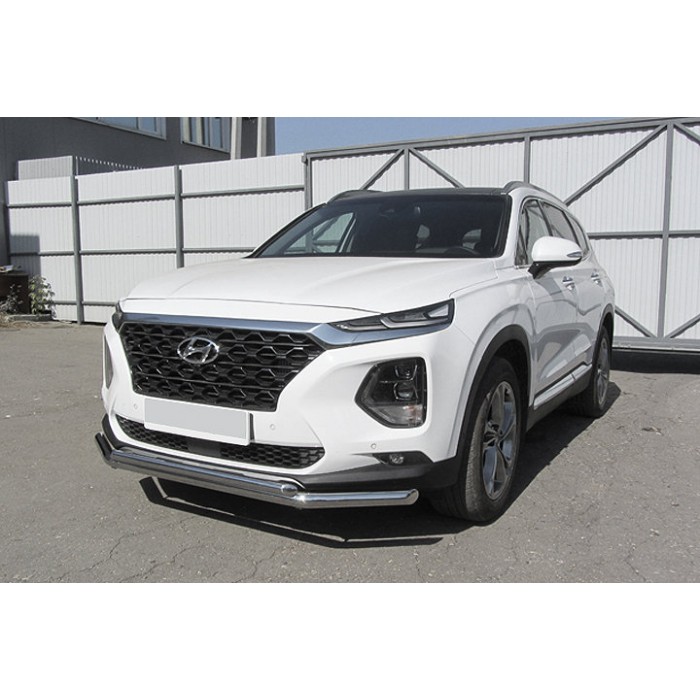 Защита передняя двойная 57-42 мм Black Edition для Hyundai Santa Fe 2018-2020