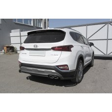 Защита задняя уголки 57 мм чёрные для Hyundai Santa Fe 2018-2020