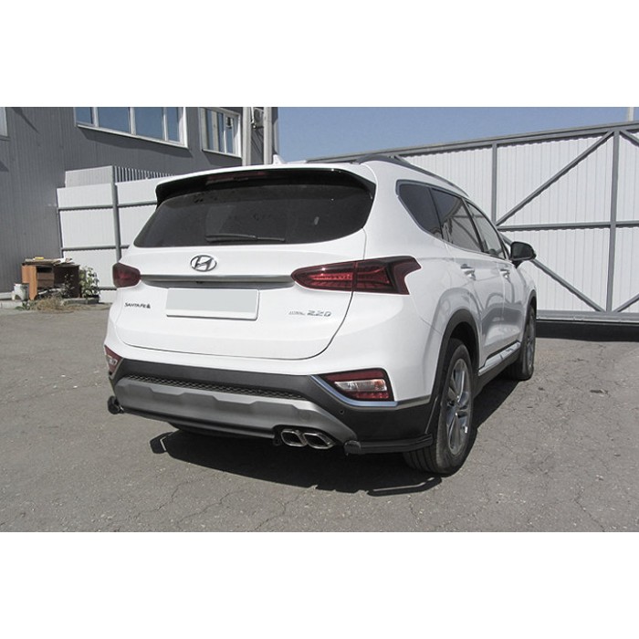 Защита задняя уголки 57 мм чёрные для Hyundai Santa Fe 2018-2020