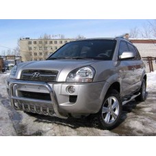 Кенгурятник низкий 57 мм с защитой картера Black Edition для Hyundai Tucson 2004-2010