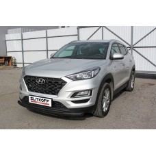 Защита передняя двойная 57-42 мм чёрная для Hyundai Tucson 2018-2021