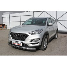 Защита передняя двойная 57-42 мм с декором Black Edition для Hyundai Tucson 2018-2021