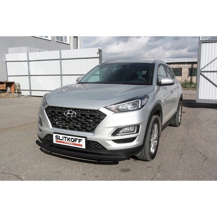 Защита переднего бампера 57 мм чёрная для Hyundai Tucson 2018-2021