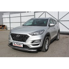 Защита передняя двойная 57-42 мм Black Edition для Hyundai Tucson 2018-2021