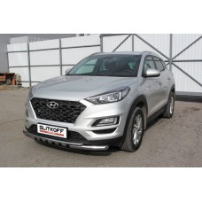 Защита передняя двойная 57-42 мм с декором для Hyundai Tucson Turbo 2018-2021