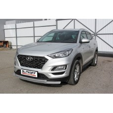 Защита передняя двойная 57-42 мм серебристая для Hyundai Tucson Turbo 2018-2021