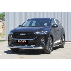 Защита передняя двойная 57-42 мм Black Edition для Haval F7/F7x 2019-2024