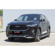 Защита переднего бампера волна 42 мм Black Edition для Haval F7/F7x 2019-2024