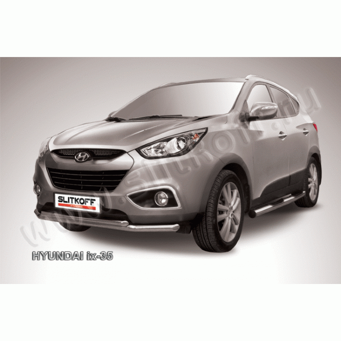 Защита передняя двойная 57-42 мм Black Edition для Hyundai ix35 2010-2015