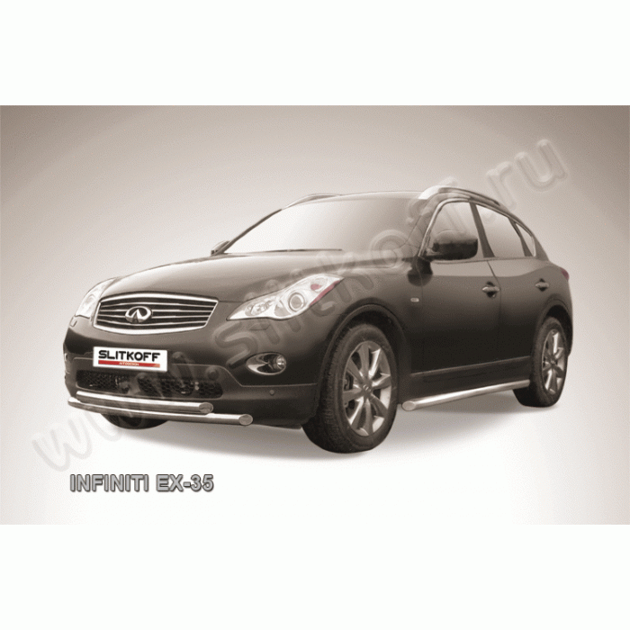 Защита передняя двойная 57-57 мм Black Edition для Infiniti EX35 2007-2014