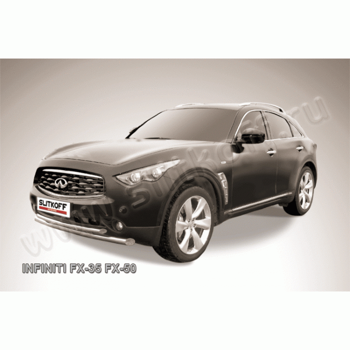 Защита передняя двойная 76-57 мм Black Edition для Infiniti FX35/FX50 2008-2014