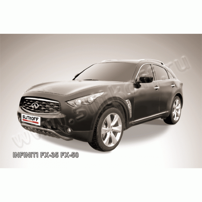 Защита переднего бампера 57 мм с защитой картера Black Edition для Infiniti FX35/FX50 2008-2014