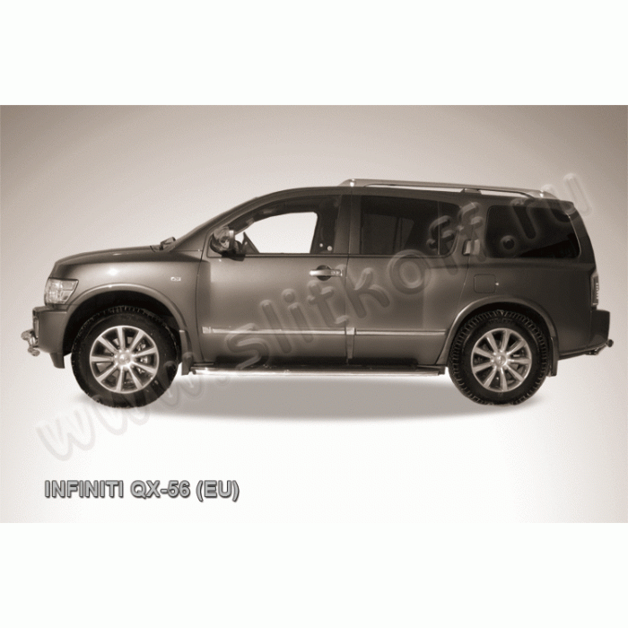 Защита штатных порогов 42 мм Black Edition для Infiniti QX56 2004-2010