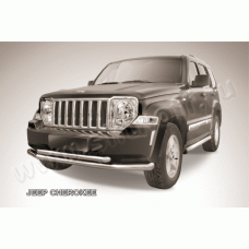 Защита передняя двойная 76-57 мм Black Edition для Jeep Cherokee KK 2007-2013