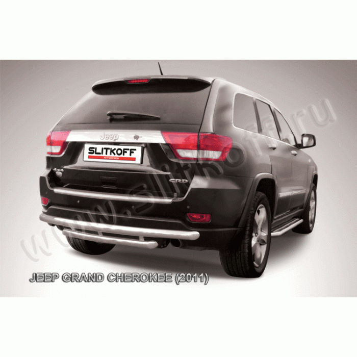 Защита заднего бампера двойная 57-57 мм Black Edition для Jeep Grand Cherokee 2010-2013