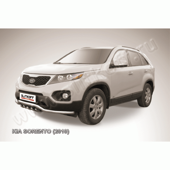 Защита переднего бампера волна 57 мм с защитой картера Black Edition для Kia Sorento 2009-2012